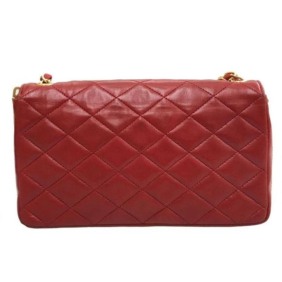Chanel Matelasse Push Lock Chain Leather Red Shoulder Bag - Picture 3 of 10